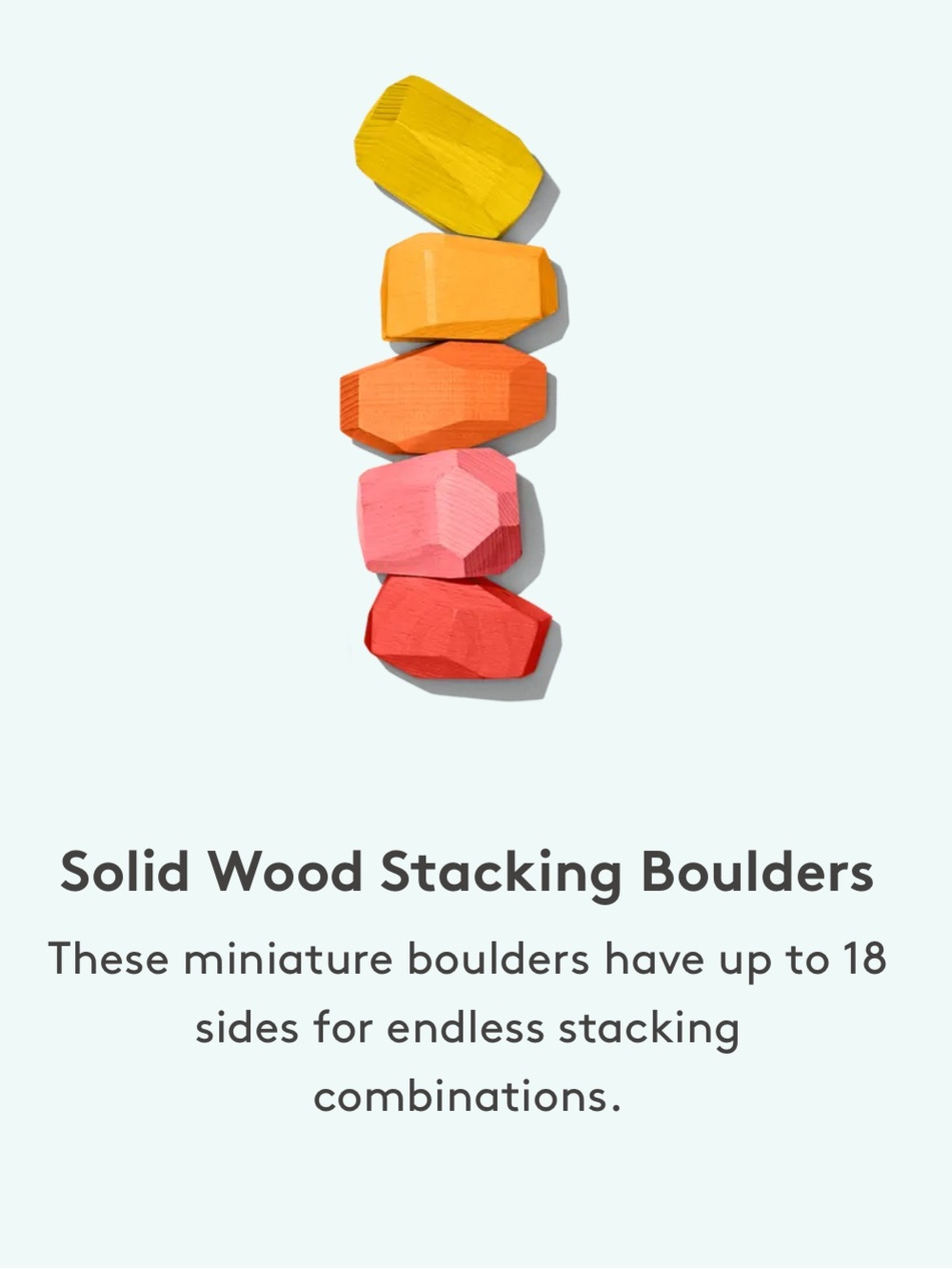 Lovevery Colorful Solid Wood Stacking Boulders with drawstring bag